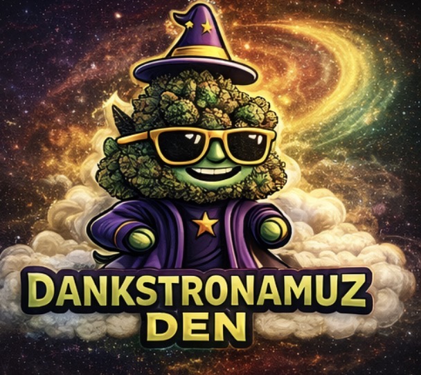 Dankstronamuz Den mascot — wizard character on cosmic cloud